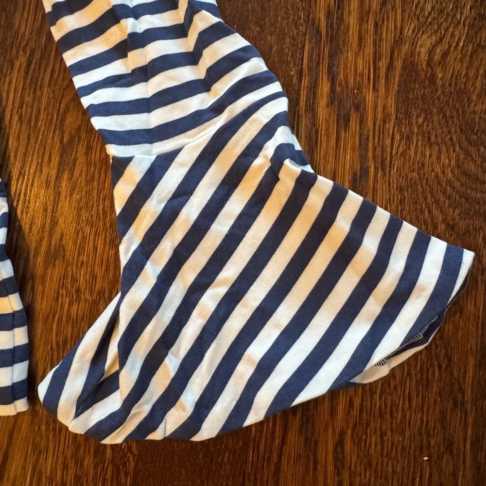 Club Monaco Navy and White Striped Bell Sleeve Top Medium - Picture 2 of 8